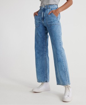 Superdry Frankie Wide Leg Női Farmer Kék | JUNVI5861